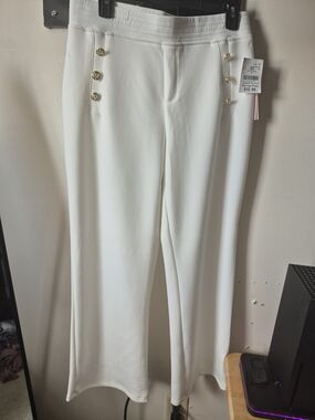 Women's White Sailor-Button Trousers